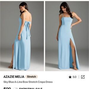 Azazie Blue A-Line Maxi Dress for Weddings